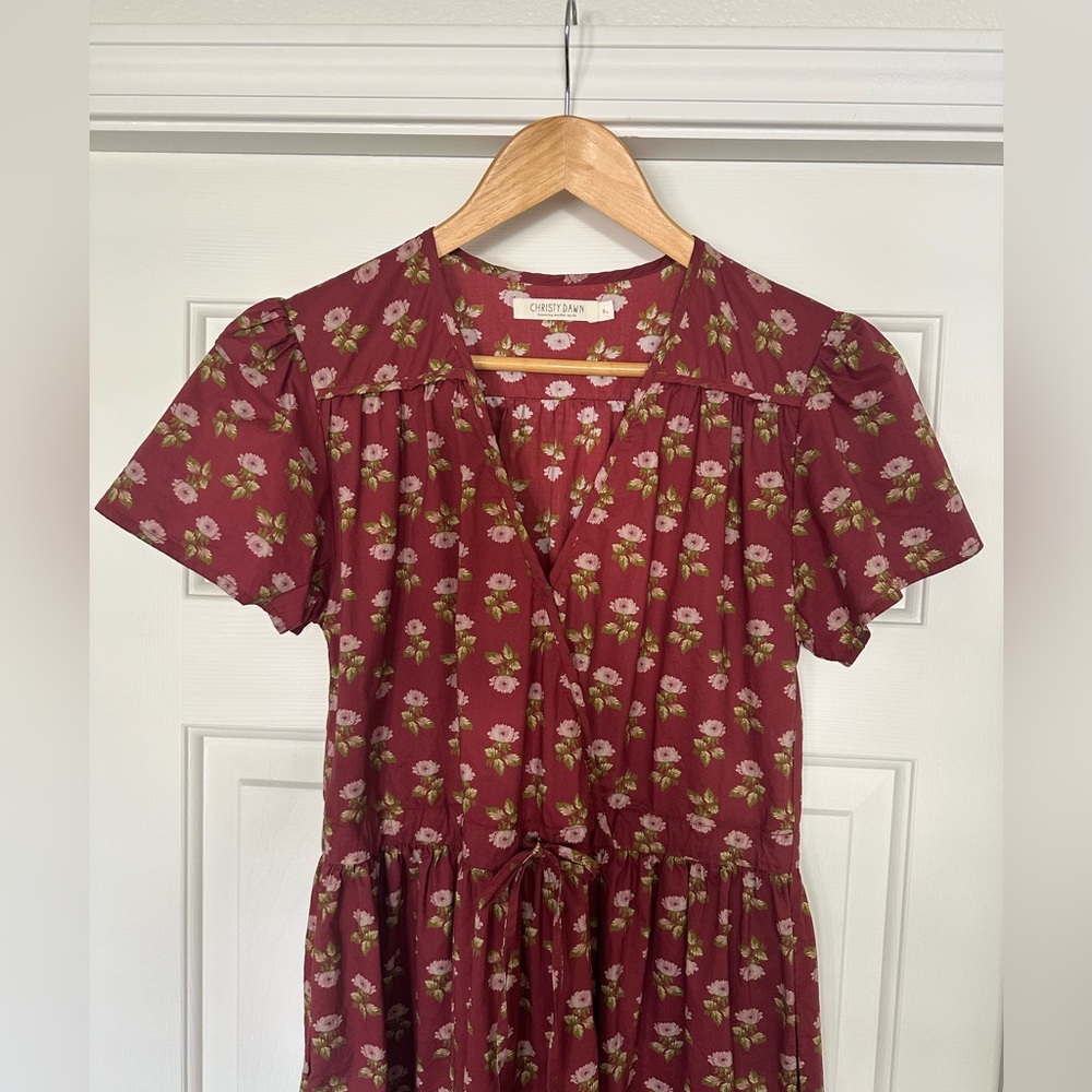 Christy Dawn Rust Floral Wrap Midi Dress - Picture 4 of 6